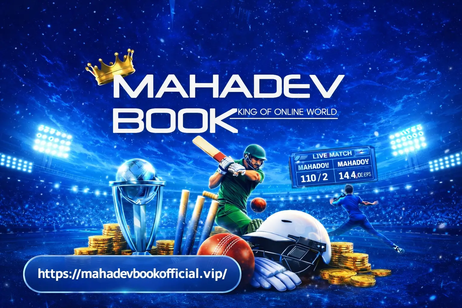 Mahadev Book online betting platform showing live cricket match, betting exchange features and secure gameplay access