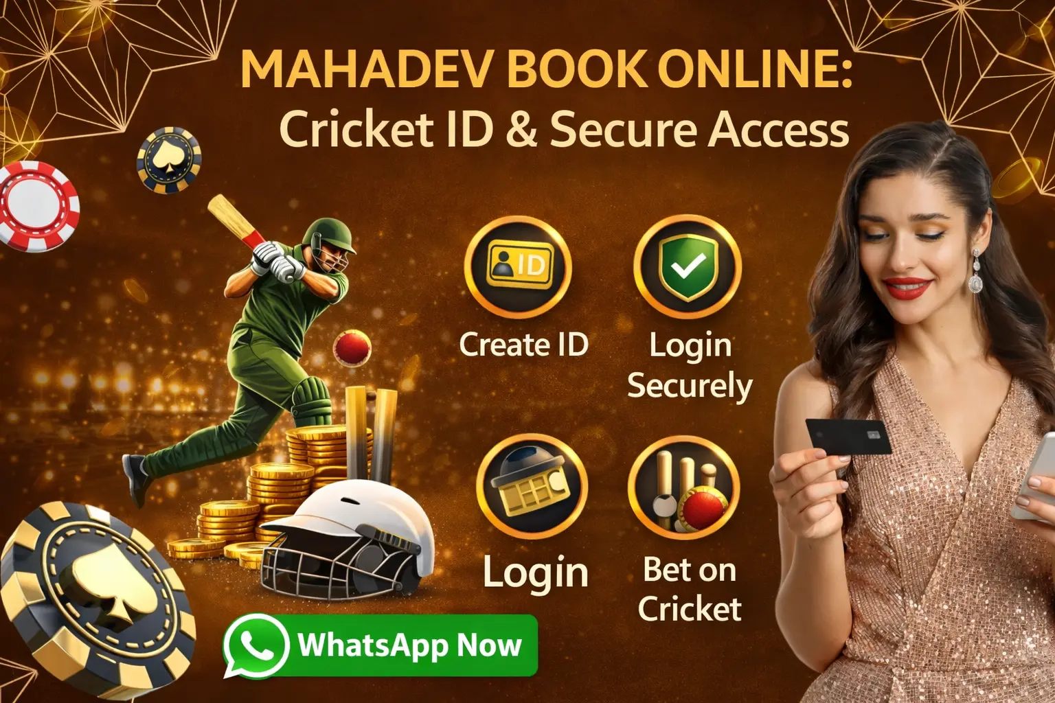 Mahadev Book Online feature image showing cricket ID creation, secure login access, and online cricket betting interface.